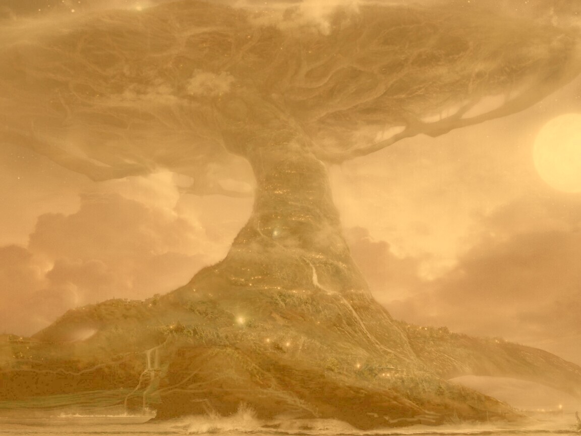 Дерево-город обои