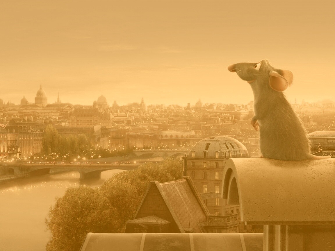 Рататуй на фоне Парижа обои