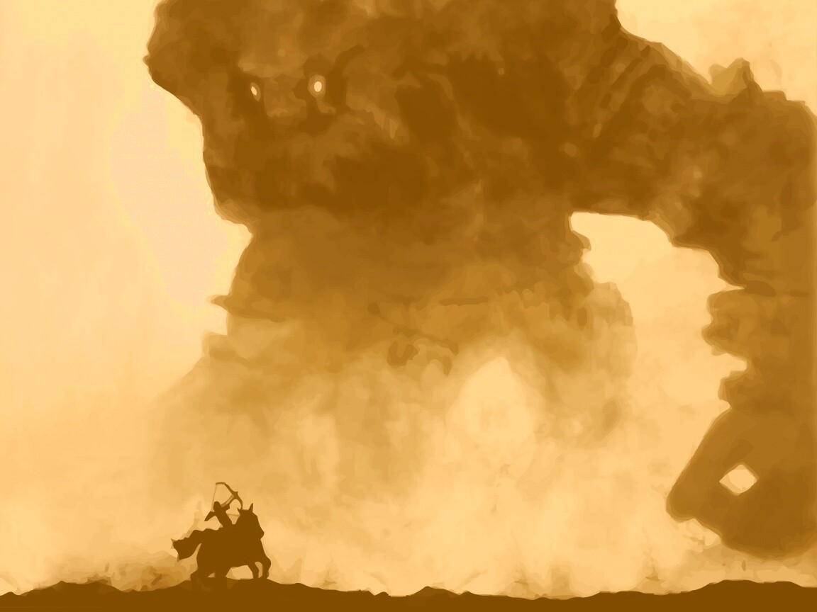 Всадник и огромный голем обои