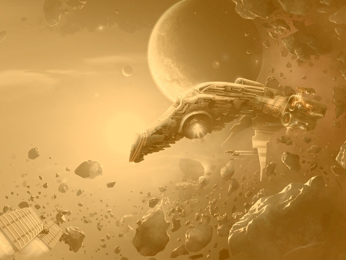 Полет в астероидах обои