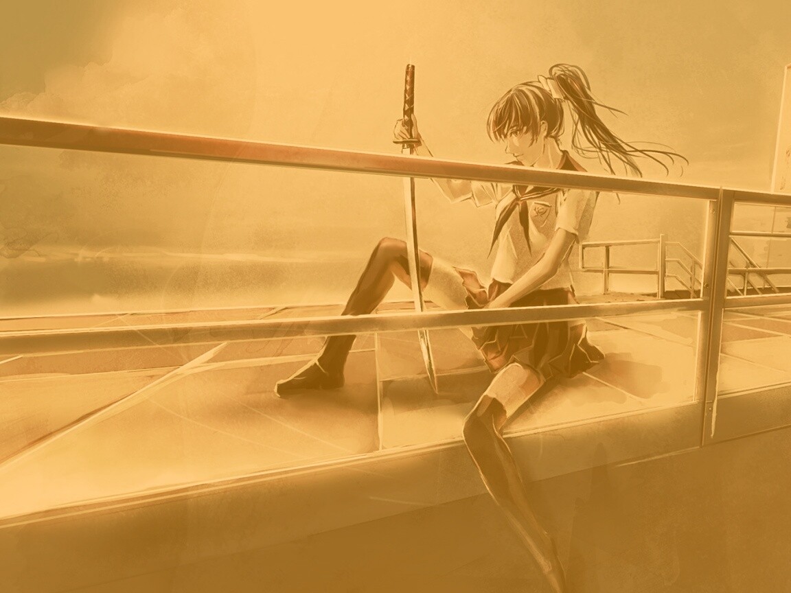 С катаной в руке обои