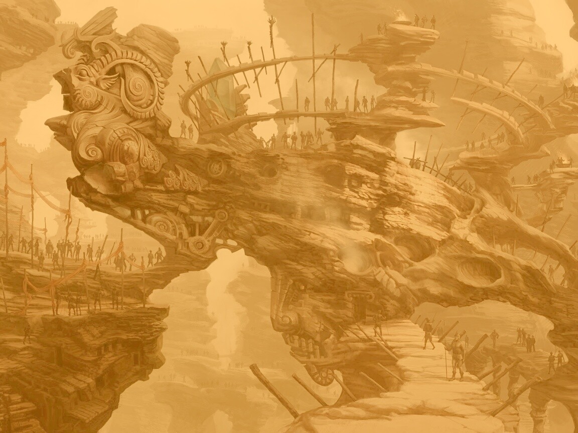 Древний корабль в скалах обои