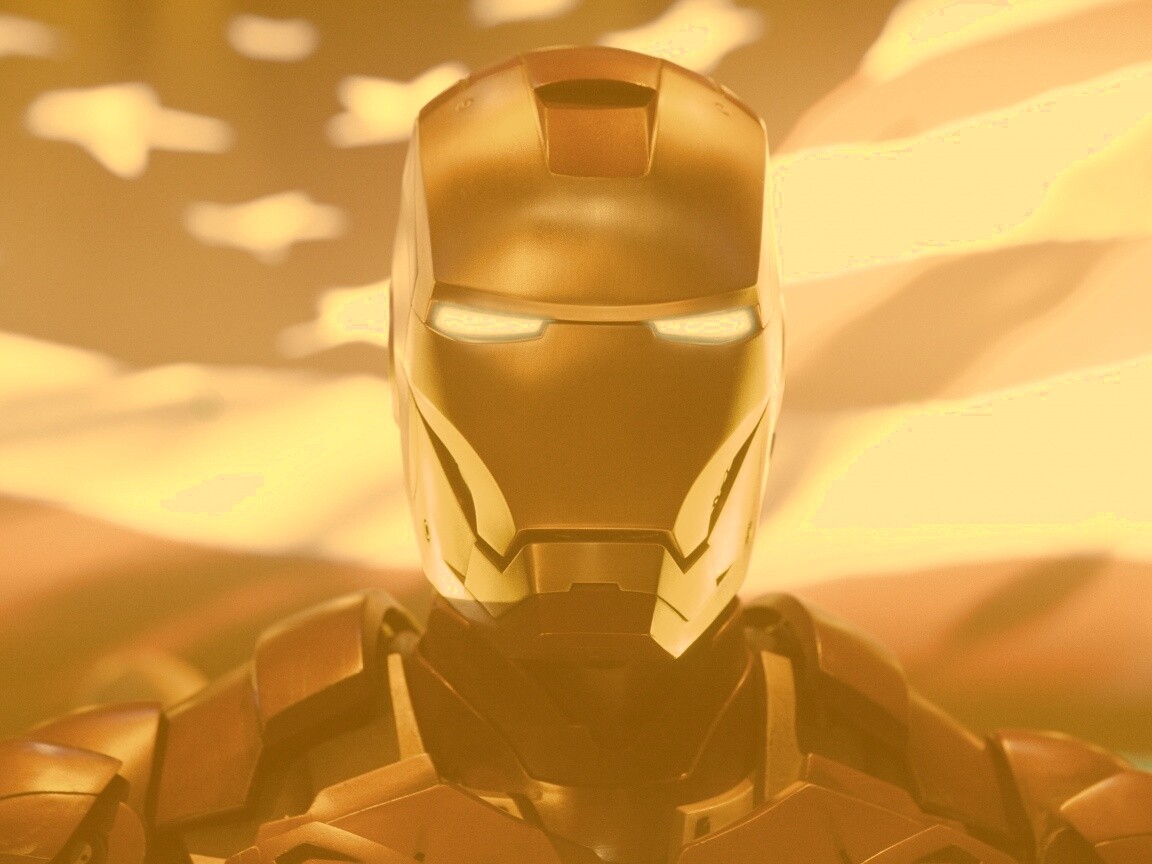 Железный человек на фоне американского флага обои