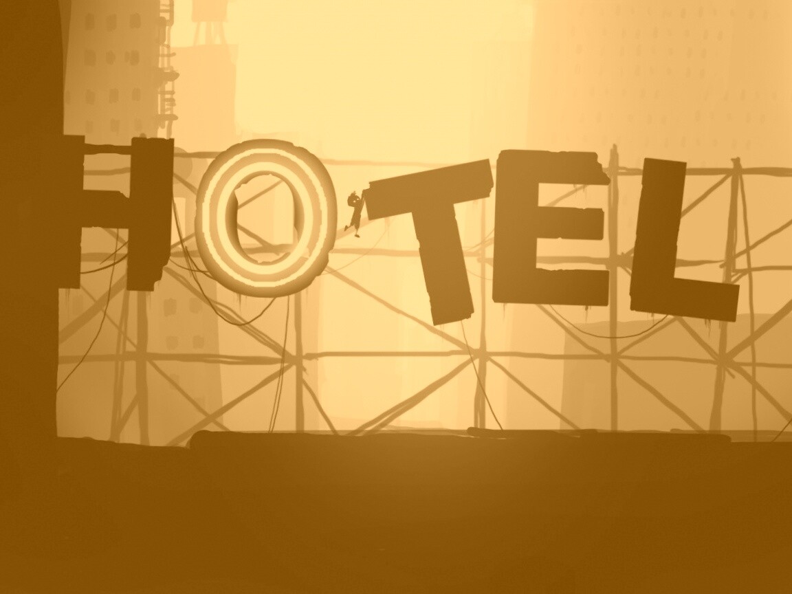 Мальчик из Limbo на вывеске "Hotel" обои