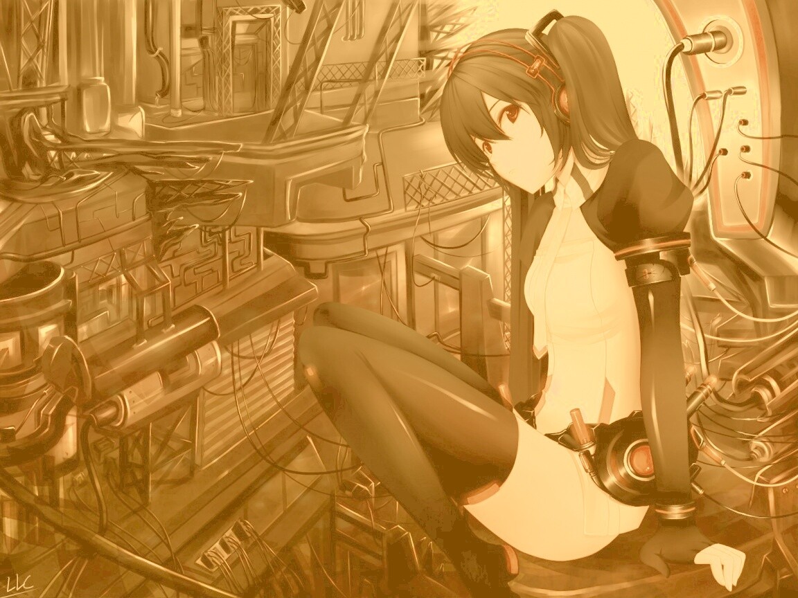 Девушка в наушниках обои