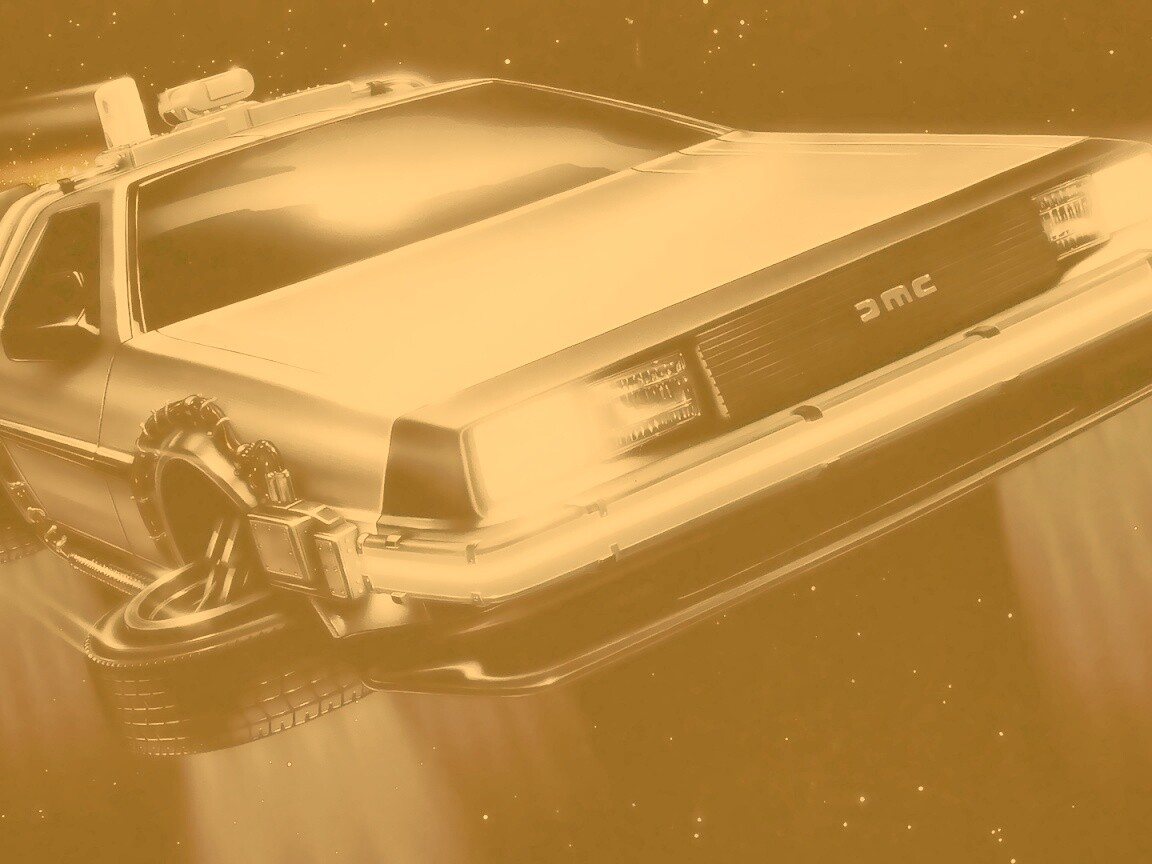 Летающий Делореан обои