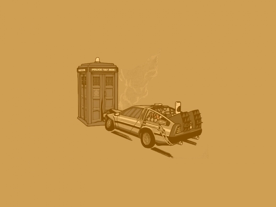 Что будет если ДеЛореан врежется в Тардис? обои