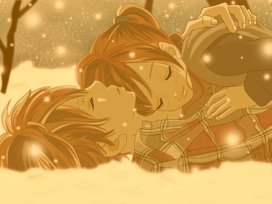 Двое на снегу из Bokura Ga Ita обои