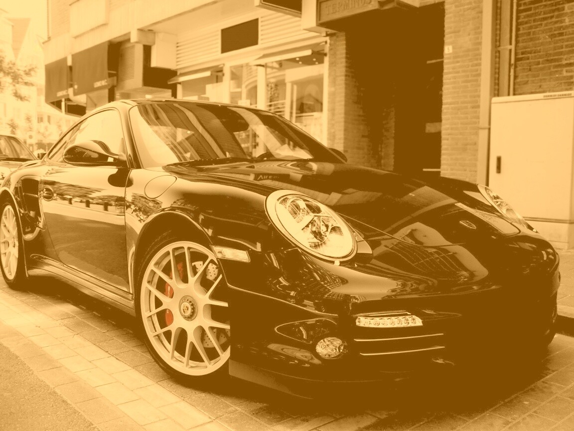 Чёрно-белое фото Porsche обои