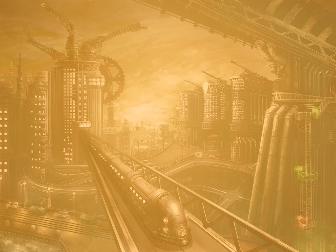Город из мира стимпанк обои