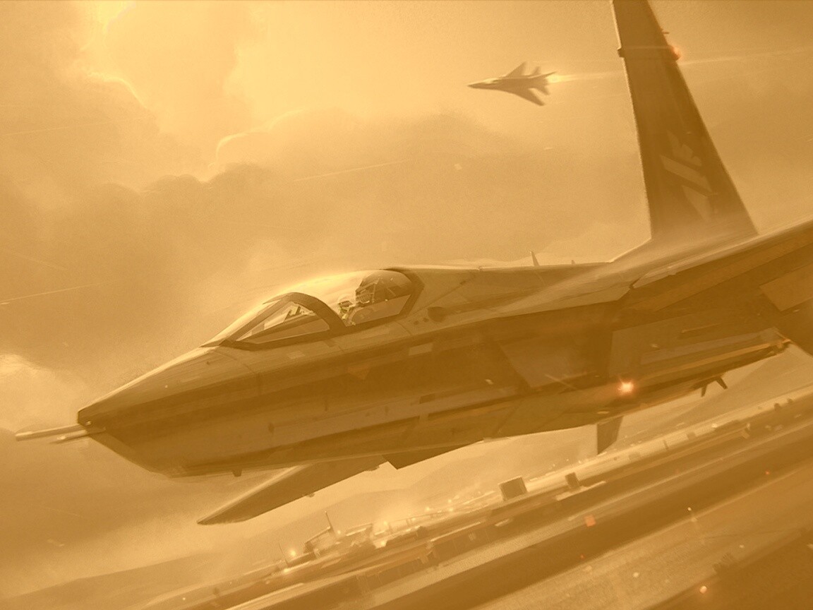 Истребитель на взлете обои