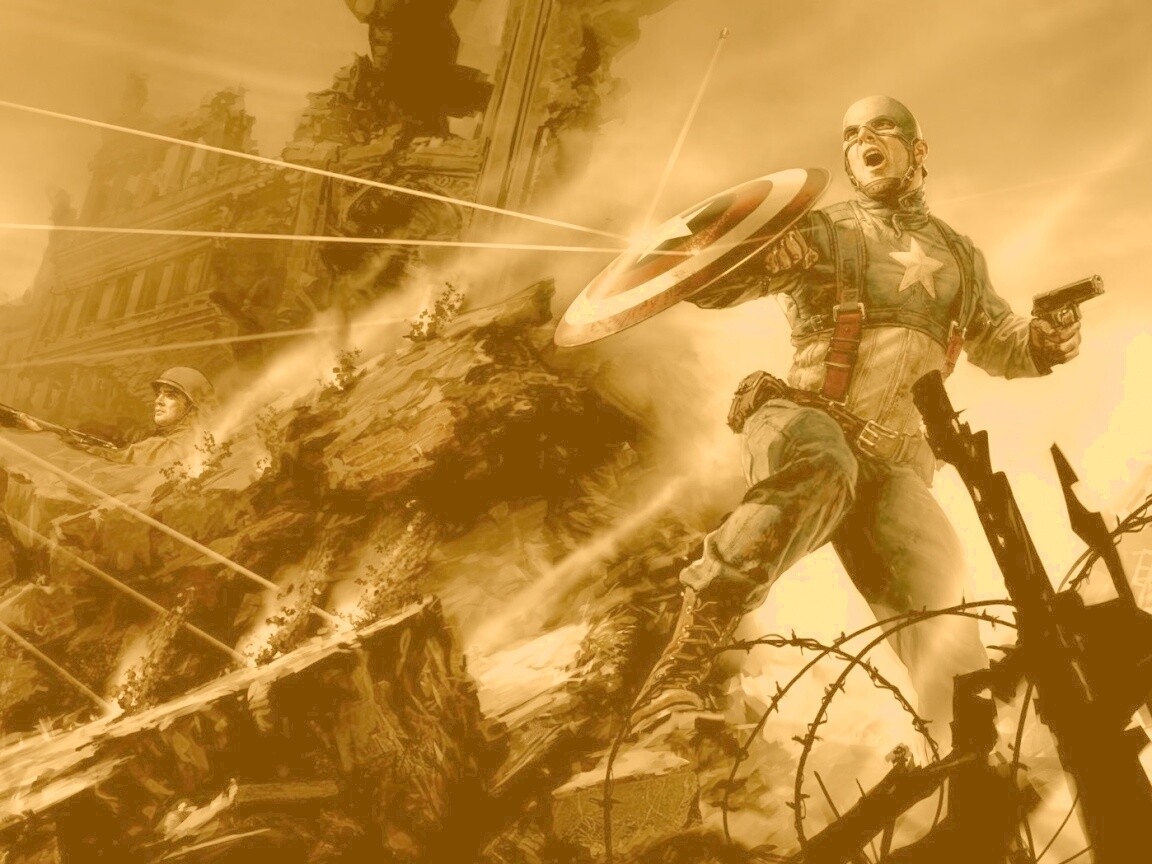 Капитан Америка на баррикадах обои