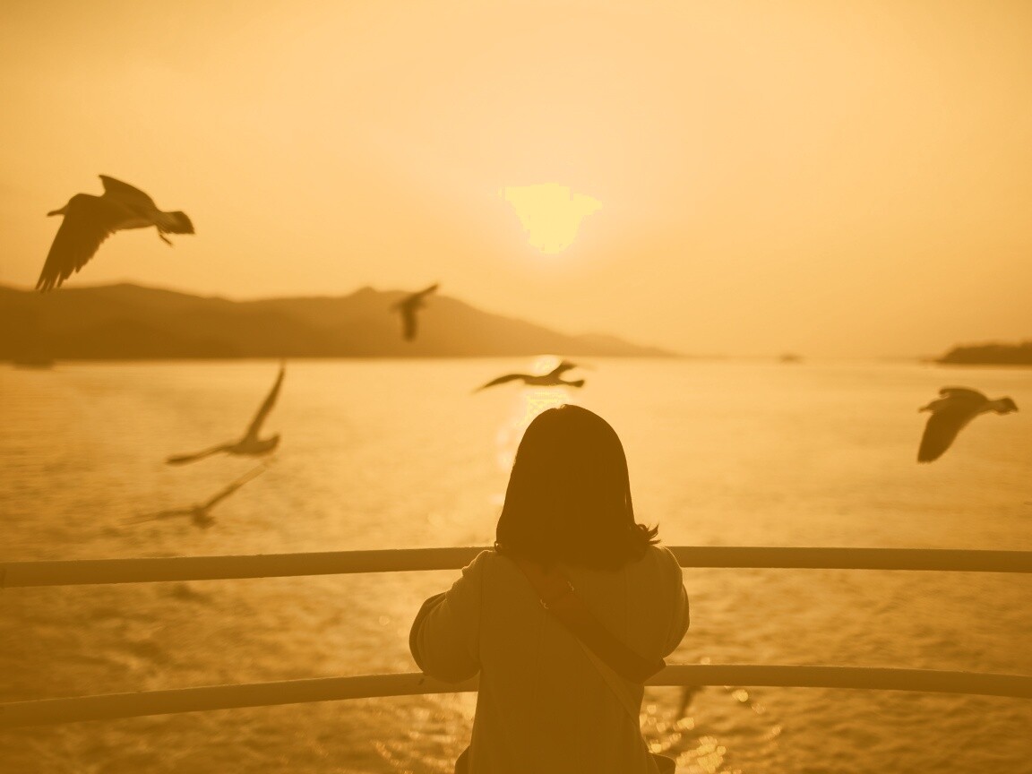 Девочка глядит на озеро обои