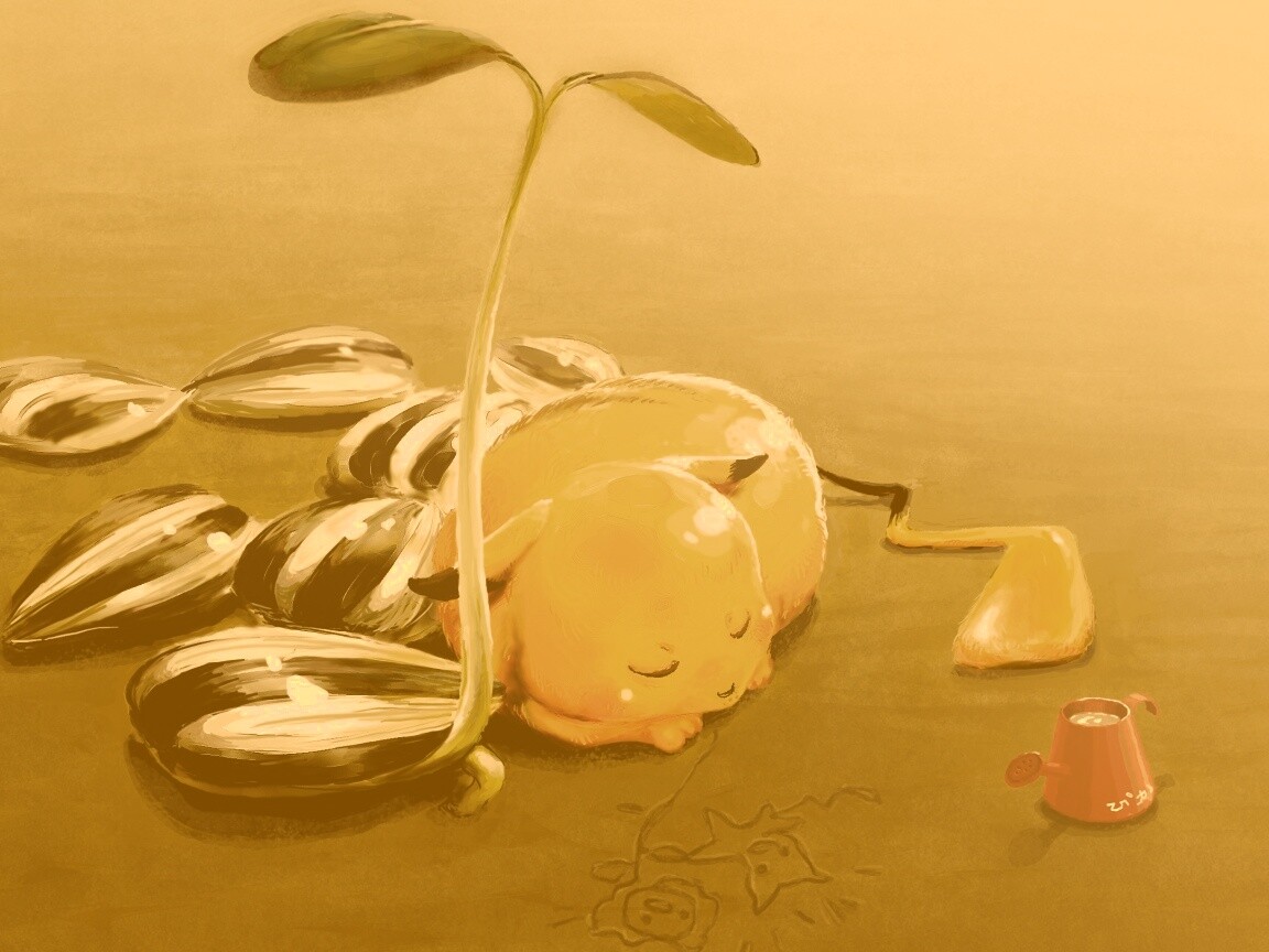 Пикачу отдыхает обои