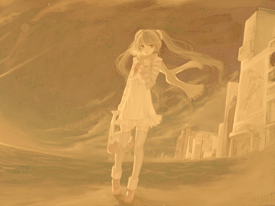 Девочка уходит из города обои