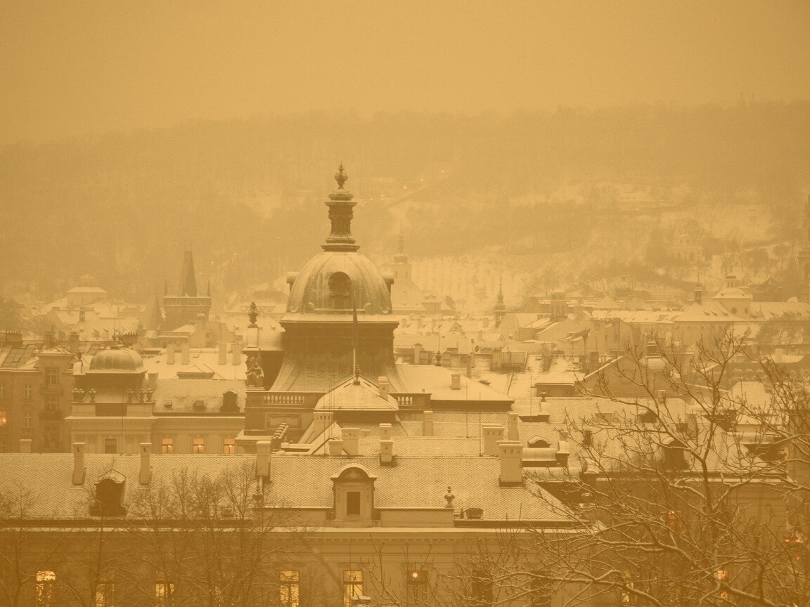 Город зимой обои