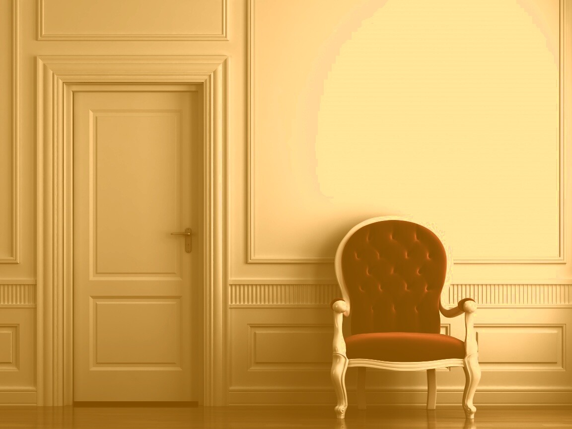 красное кресло в белой комнате обои