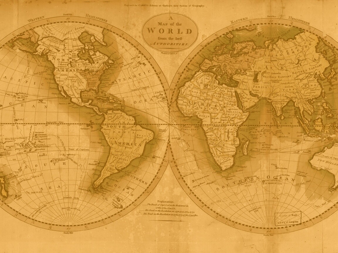 Старинная карта мира обои