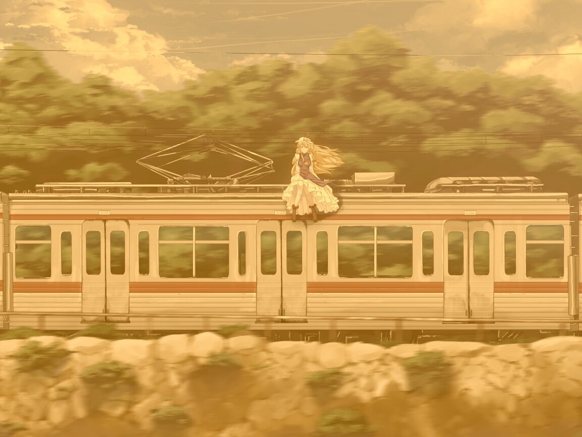 Девушка на крыше поезда обои