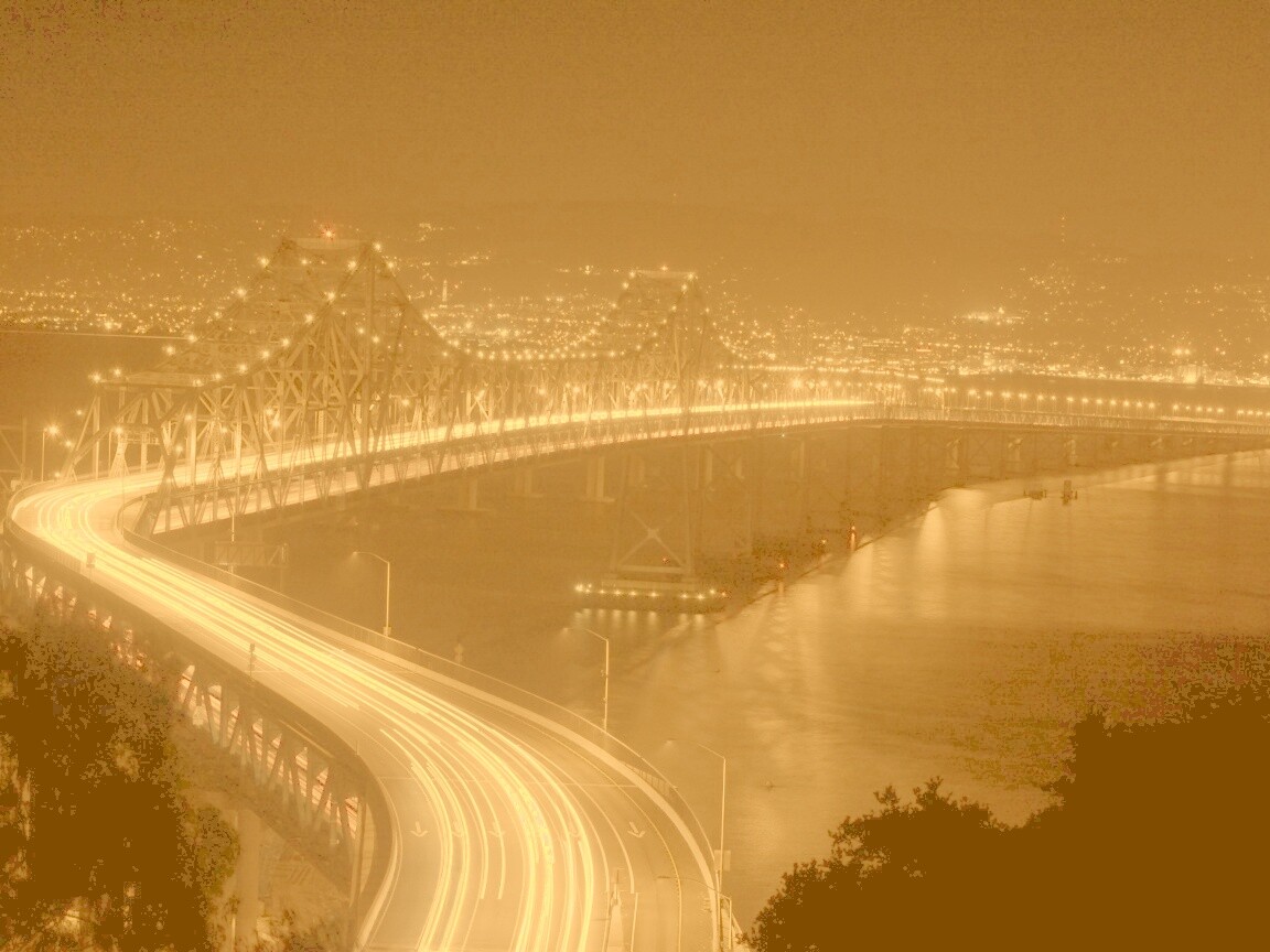 Вид на мост ночью обои