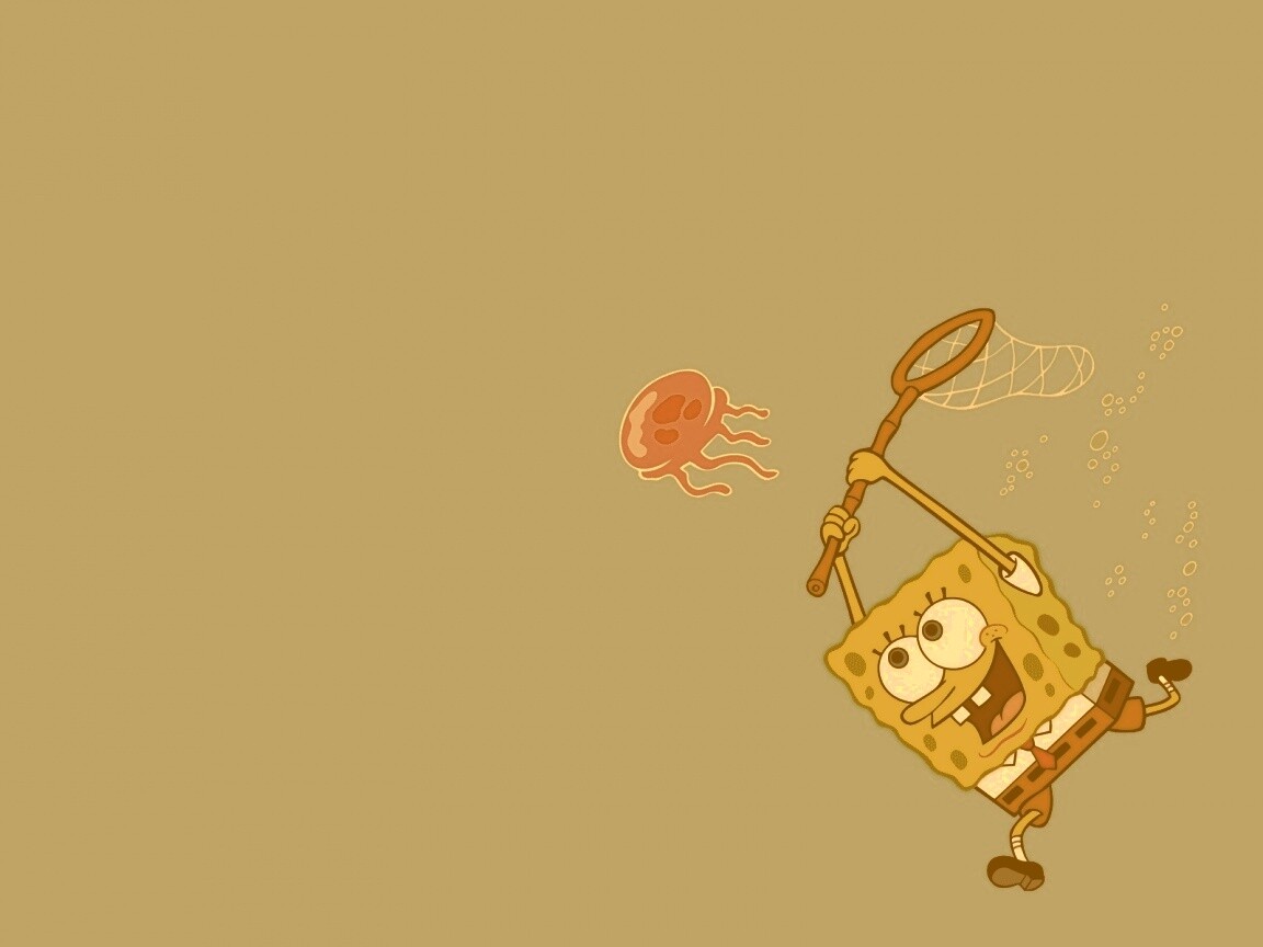 Губка Боб гонится за медузой обои