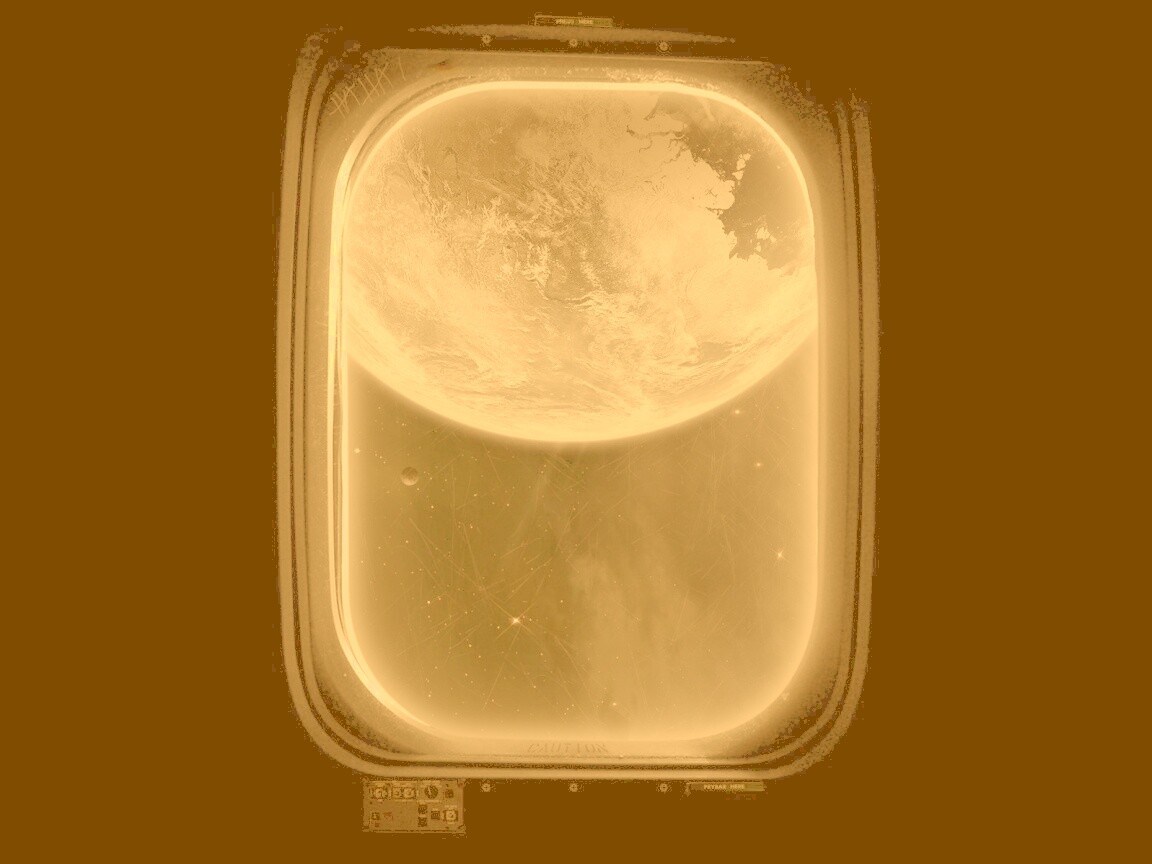 Вид на Землю из иллюминатора космической станции обои