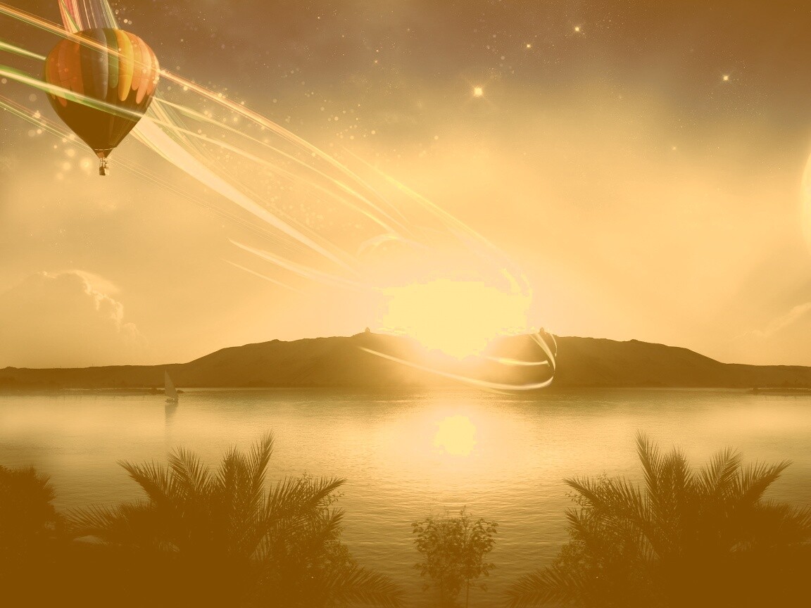 Радужный воздушный шар обои