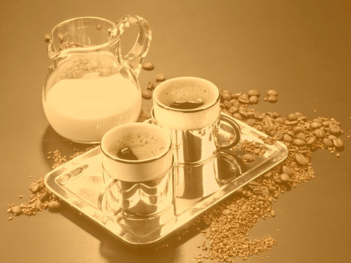 Поднос с кофе обои