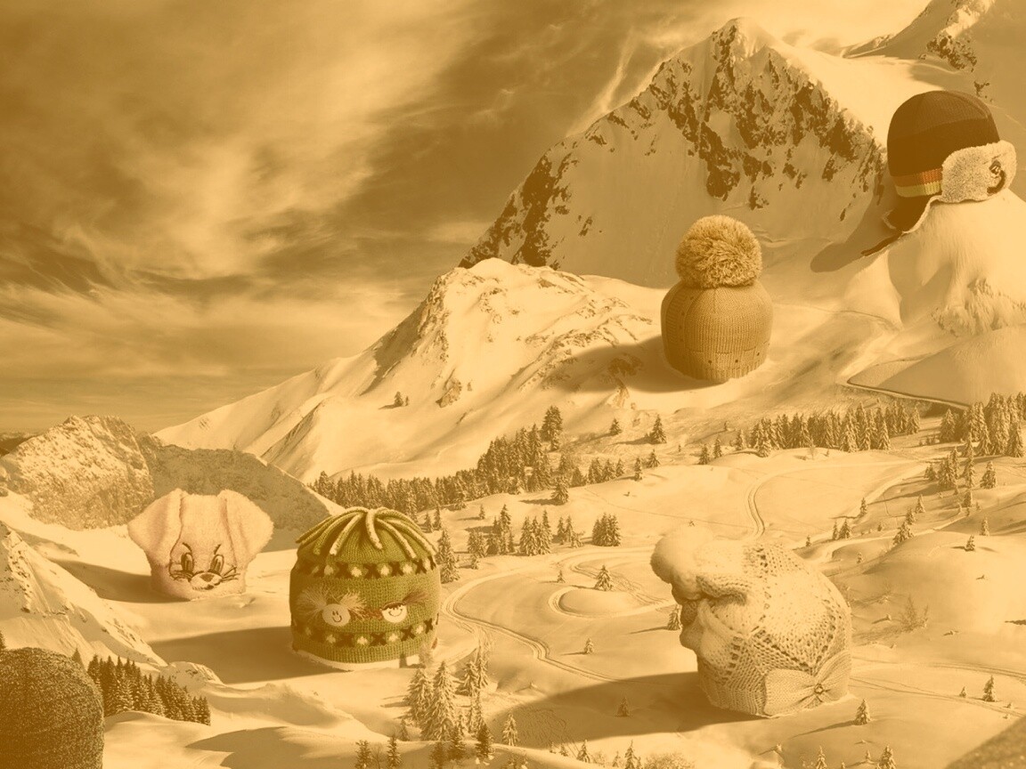 Прикольные шапки на горных вершинах обои