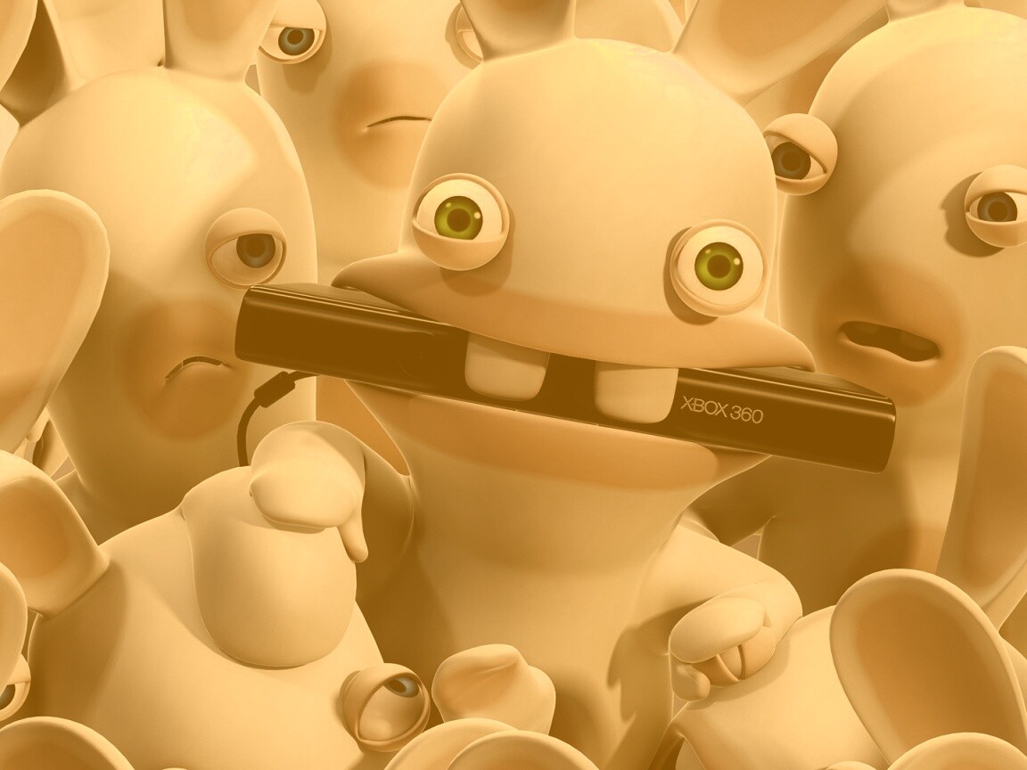 Кролик грызет кинект обои