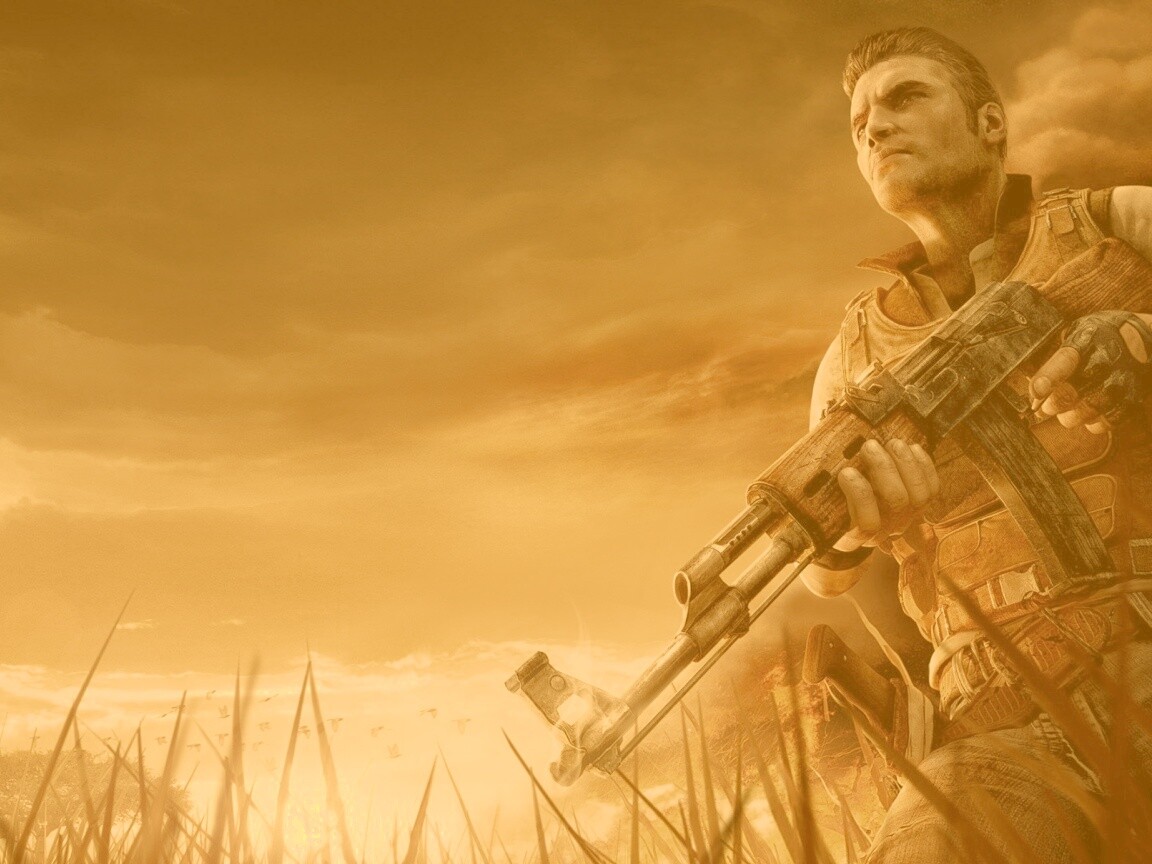 С оружием и в бронежилете обои