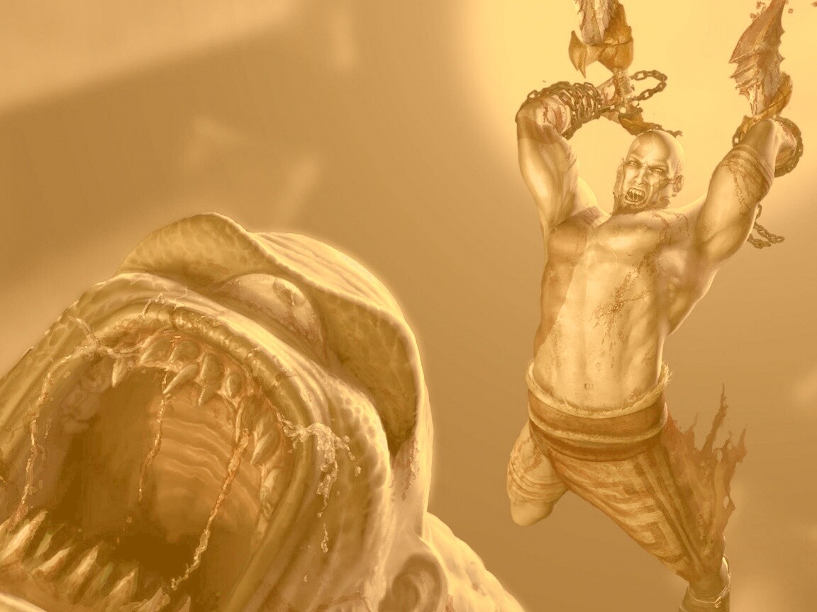 Кратос против монстра обои