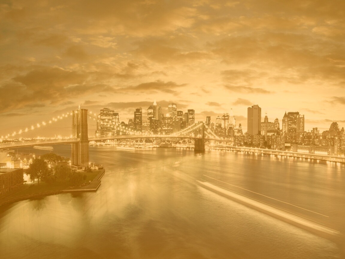 Мост в Нью-Йорке ночью обои