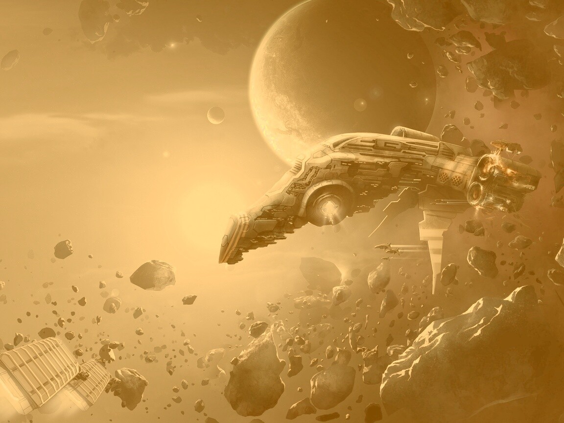 Космические корабли в поясе метеоритов обои