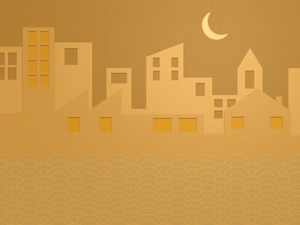 Ночной город на реке обои