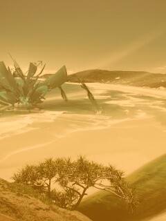 Робот на побережье обои