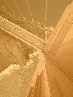 Вид в с пролета моста Золотые Ворота обои