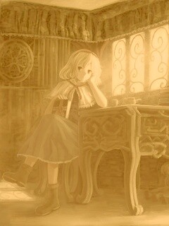 Девочка за столом с книгами обои