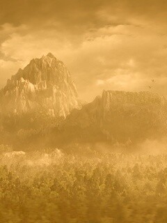 Горы посреди джунглей обои