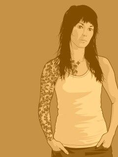 Девушка с татуировкой в виде листвы обои