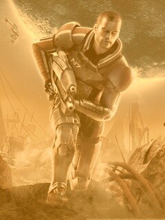 Капитан Шепард на руинах обои