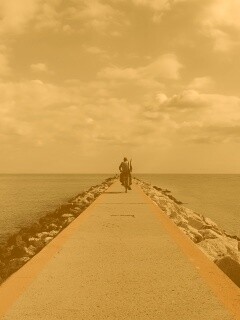 Велосепидист на волнорезе обои