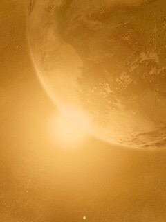 Солнце выглядывает из-за планеты обои