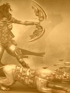 Лучница с боевым псмо обои