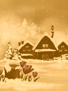 Деревня в новый год обои