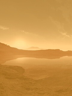 Озеро в каменистой пустыне обои