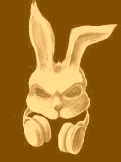 Кролик в наушниках обои