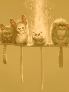 Существа на ветке обои