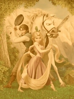 Рапунцель, Флин, Максимус и Паскаль обои