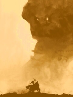 Всадник и огромный голем обои